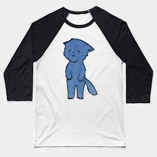 sad blue cat illustration watercolor Baseball T-Shirt